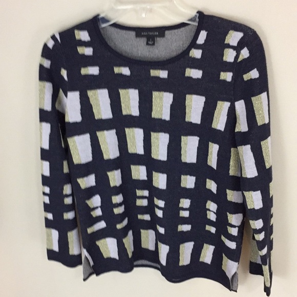 Ann Taylor Sweaters - Ann Taylor Geometric Wool Blend Metallic Sweater Size Small